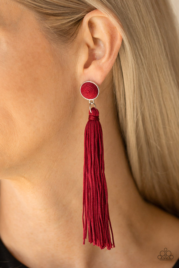 Tightrope Tassel Red ✧ Tassel Post Earrings Post Earrings