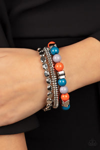 Blue,Bracelet Stretchy,Multi-Colored,Orange,Silver,White,Tour de Tourist Multi ✧ Bracelet