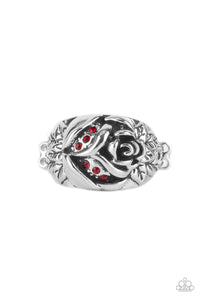 Red,Ring Skinny Back,Silver,Rose Garden Refinement Red ✧ Ring