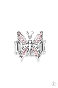 Butterfly,Light Pink,Pink,Ring Wide Back,Blinged Out Butterfly Pink ✧ Ring