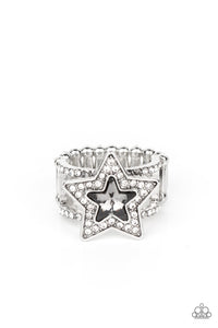 4thofJuly,Holiday,Ring Wide Back,Silver,Stars,One Nation Under Sparkle Silver ✧ Star Ring