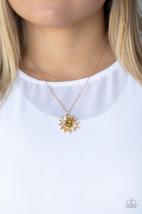 Gold,Green,Necklace Short,Formal Florals Gold ✨ Necklace
