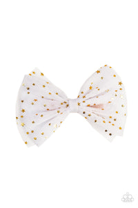 Gold,Hair Bow,White,Twinkly Tulle White ✧ Hair Bow Clip