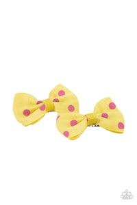 Hair Bow,Pink,Yellow,Polka Dot Drama Yellow ✧ Hair Bow Clip