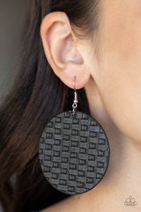 Black,Earrings Fish Hook,Earrings Leather,Leather,WEAVE Me Out Of It Black ✧ Leather Earrings