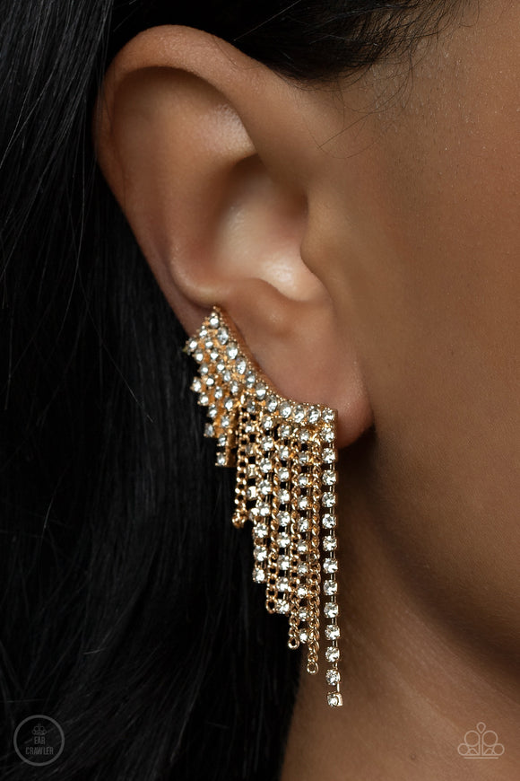 Thunderstruck Sparkle Gold ✧ Ear Crawler Post Earrings