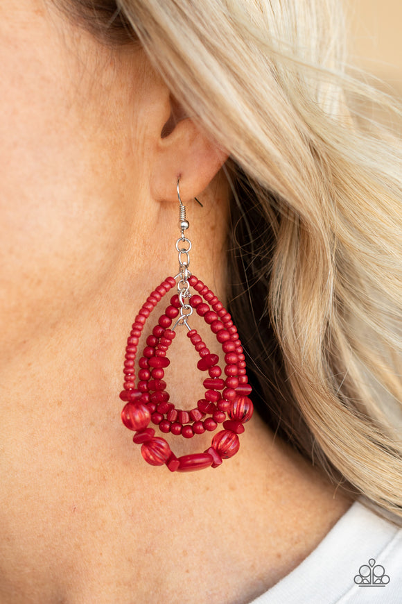 Prana Party Red ✧ Seed Bead Earrings Earrings