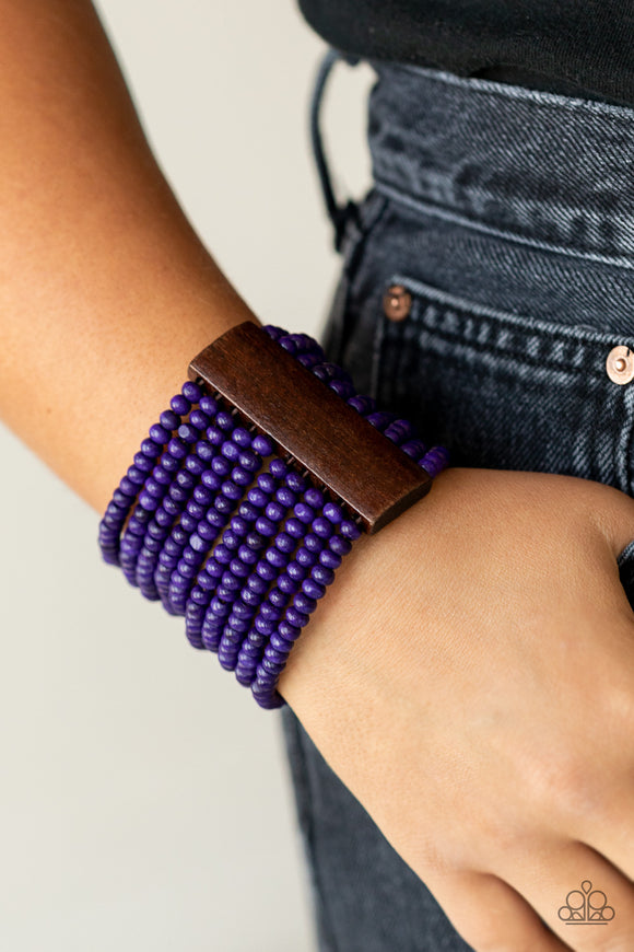 Waikiki Wonderland Purple ✧ Wood Stretch Bracelet