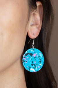 Black,Blue,Earrings Fish Hook,Light Pink,Multi-Colored,Pink,White,Tenaciously Terrazzo Blue ✧ Earrings