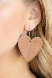 Brown,Earrings Leather,Hearts,Valentine's Day,Country Crush Brown ✧ Leather Earrings
