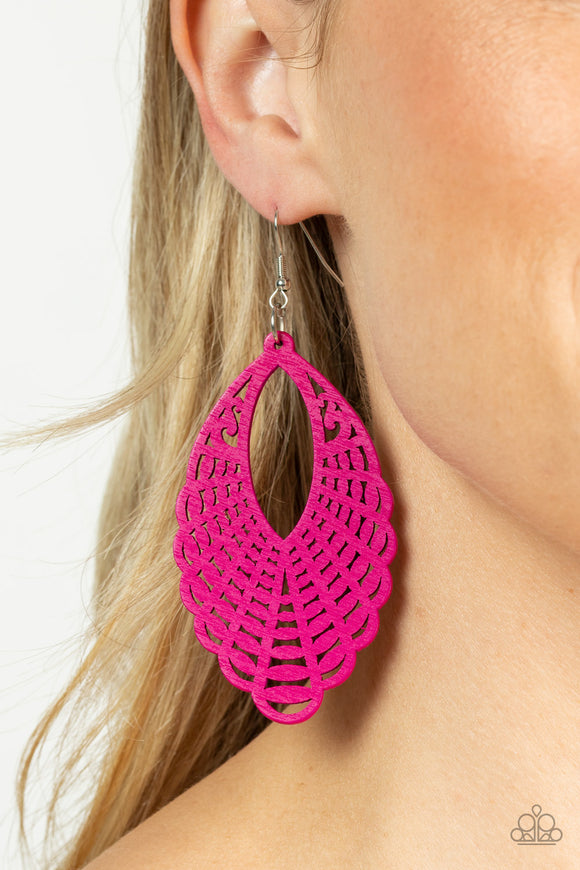 Tahiti Tankini Pink ✧ Wood Earrings Earrings