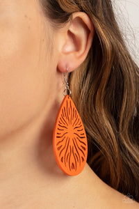 Earrings Fish Hook,Earrings Wooden,Orange,Wooden,Sunny Incantations Orange ✧ Wood Earrings