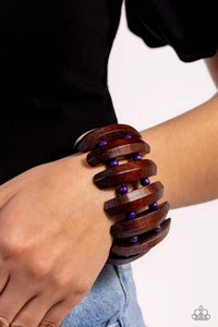 Bracelet Stretchy,Bracelet Wooden,Brown,Purple,Wooden,Bora Bora Bauble Purple ✧ Wood Stretch Bracelet