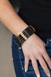 Black,Bracelet Stretchy,Bracelet Wooden,Brown,Multi-Colored,White,Wooden,Aruba Attire Black ✧ Wood Stretch Bracelet