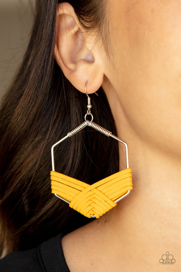 Suede Solstice Yellow ✧ Hexagon Earrings Earrings