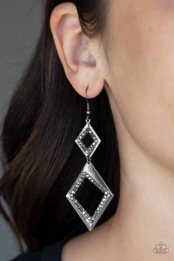 Deco Decoupage Black ✧ Hematite Earrings