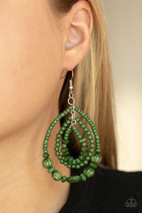 Earrings Fish Hook,Earrings Seed Bead,Green,Prana Party Green ✧ Seed Bead Earrings