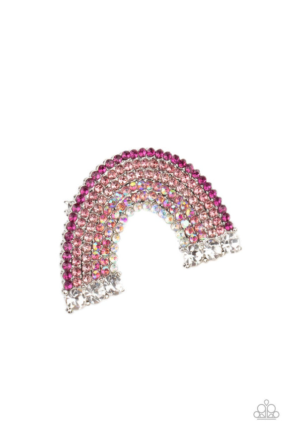 Somewhere Over The RHINESTONE Rainbow Pink ✧ Iridescent Hair Clip Hair Clip Accessory