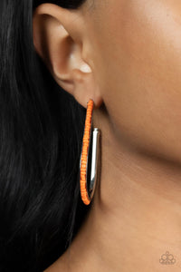Earrings Hoop,Earrings Seed Bead,Orange,Beaded Bauble Orange ✧ Seed Bead Hoop Earrings