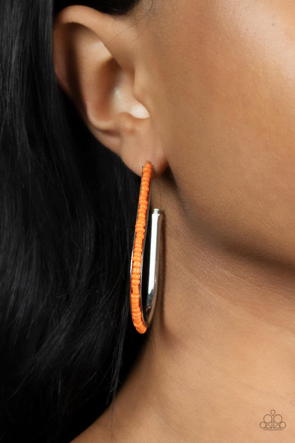 Beaded Bauble Orange ✧ Seed Bead Hoop Earrings Hoop Earrings