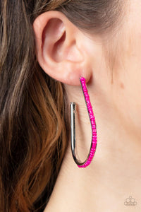 Earrings Hoop,Pink,Beaded Bauble Pink ✧ Hoop Earrings