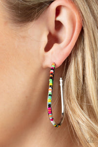 Black,Blue,Earrings Hoop,Earrings Seed Bead,Green,Multi-Colored,Pink,Red,White,Yellow,Beaded Bauble Multi ✧ Seed Bead Hoop Earrings