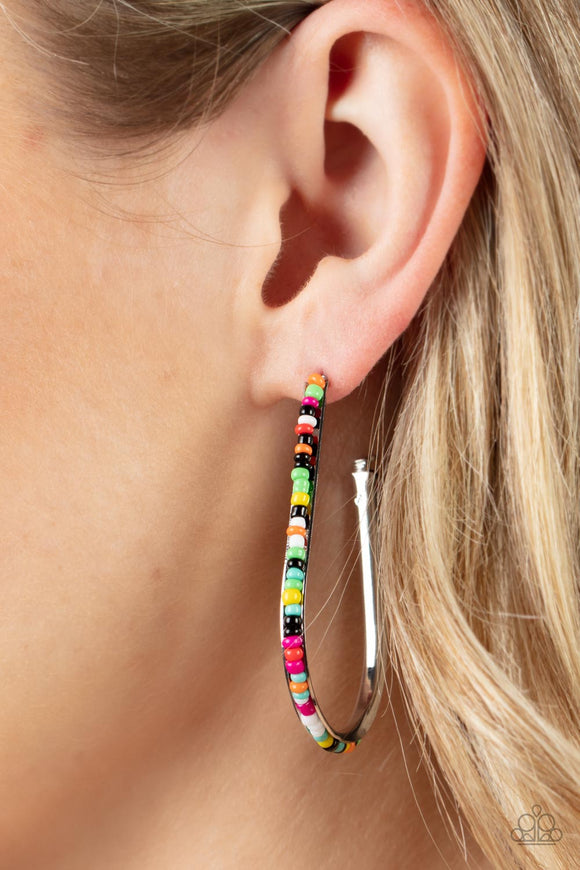 Beaded Bauble Multi ✧ Seed Bead Hoop Earrings Hoop Earrings