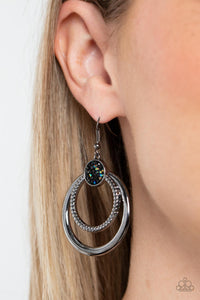Earrings Fish Hook,Hematite,Multi-Colored,Oil Spill,Silver,Spun Out Opulence Multi ✧ Earrings