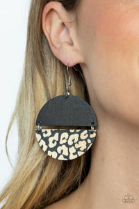 Animal Print,Black,Earrings Fish Hook,Earrings Wooden,Wooden,Jungle Catwalk Black ✧ Wood Earrings