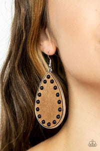 Black,Brown,Earrings Fish Hook,Earrings Wooden,Wooden,Rustic Refuge Black ✧ Wood Earrings