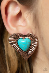 Copper,Hearts,Turquoise,Valentine's Day,Rustic Romance Copper ✧ Post Earrings