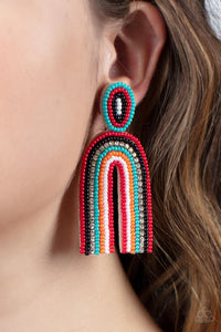 Black,Earrings Post,Earrings Seed Bead,Multi-Colored,Orange,Red,Turquoise,White,Rainbow Remedy Multi ✧ Seed Bead Post Earrings