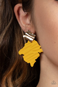 Earrings Post,Yellow,Crimped Couture Yellow ✧ Post Earrings