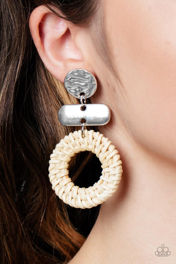 Woven Whimsicality White ✧ Wicker Post Earrings Post Earrings