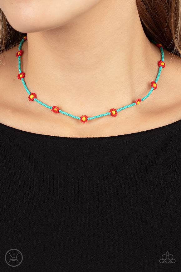 Colorfully Flower Child Blue ✧ Seed Bead Choker Necklace Choker Necklace