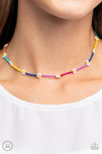Blue,Multi-Colored,Necklace Choker,Necklace Short,Orange,Pink,Purple,Red,White,Yellow,Colorfully Flower Child Multi ✧ Choker Necklace