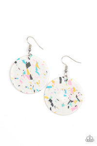 Earrings Fish Hook,Multi-Colored,White,Tenaciously Terrazzo White ✧ Earrings