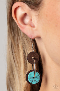 Brown,Earrings Fish Hook,Earrings Wooden,Turquoise,Wooden,Artisanal Aesthetic Blue ✧ Wood Disc Earrings