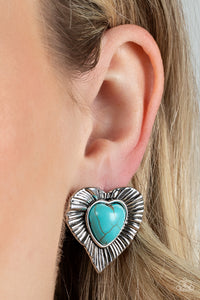 Blue,Earrings Post,Hearts,Silver,Turquoise,Valentine's Day,Rustic Romance Blue ✧ Post Earrings