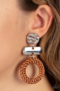 Brown,Earrings Post,Woven Whimsicality Brown ✧ Wicker Post Earrings
