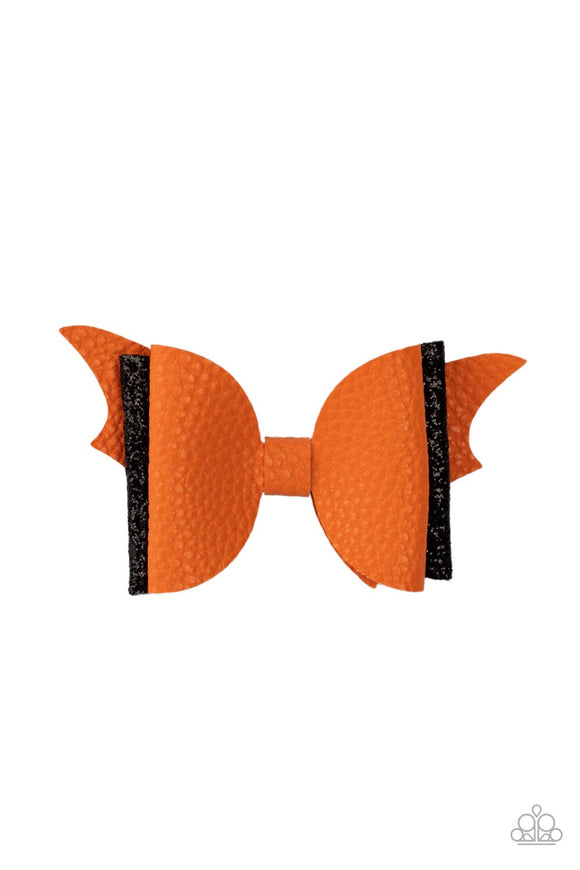 SPOOK-taculer, SPOOK-taculer Orange ✧ Leather Bat Hair Bow Clip Hair Bow Hair Accessory
