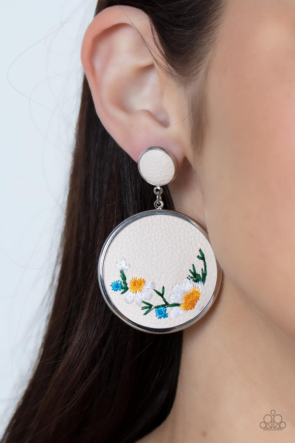 Embroidered Gardens Multi ✧ Post Leather Earrings