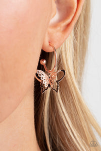 Butterfly,Earrings Hoop,Rose Gold,Butterfly Freestyle Rose Gold ✧ Hoop Earrings