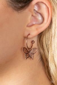 Butterfly,Copper,Earrings Hoop,Butterfly Freestyle Copper ✧ Hoop Earrings