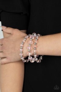 Bracelet Stretchy,Iridescent,Light Pink,Pink,Eiffel Tower Tryst Pink ✧ Iridescent Stretch Bracelet