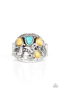 Ring Wide Back,Turquoise,Yellow,Down-To-Earth Detail Yellow ✧ Ring