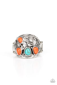 Orange,Ring Wide Back,Turquoise,Down-To-Earth Detail Orange ✧ Ring