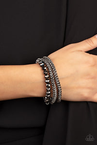 Bracelet Stretchy,Gunmetal,Hematite,Silver,Gutsy and Glitzy Silver  ✧ Bracelet