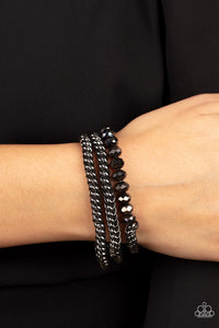 Black,Bracelet Stretchy,Gunmetal,Hematite,Gutsy and Glitzy Black ✧ Hematite Stretch Bracelet