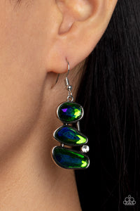 Blue,Earrings Fish Hook,Green,Opalescent,Gem Galaxy Green ✧ Earrings